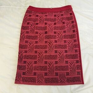 Elegant Red Patterned Skirt